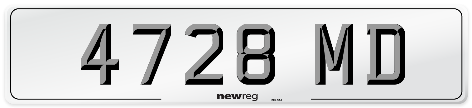 4728 MD Number Plate from New Reg